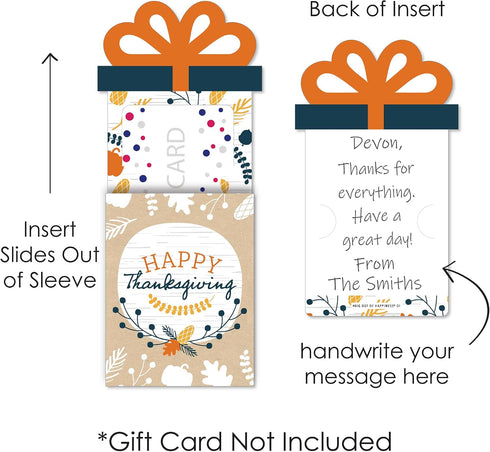 Set 8 Big Dot of Happiness Happy Thanksgiving - Fall Harvest Party Money and Gift Card Sleeves - Nifty Gifty Card
