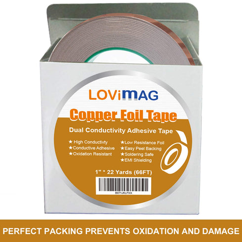 LOVIMAG Copper Foil Tape, 1 inch x 66 FT, Conductive Adhesive for Guitar, EMI Shielding, Crafts, Electrical Repairs &