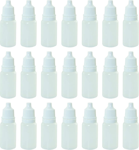 Eye Liquid Dropper, 50PCS 10ml White Empty Plastic Squeezable Dropper Bottles with Caps