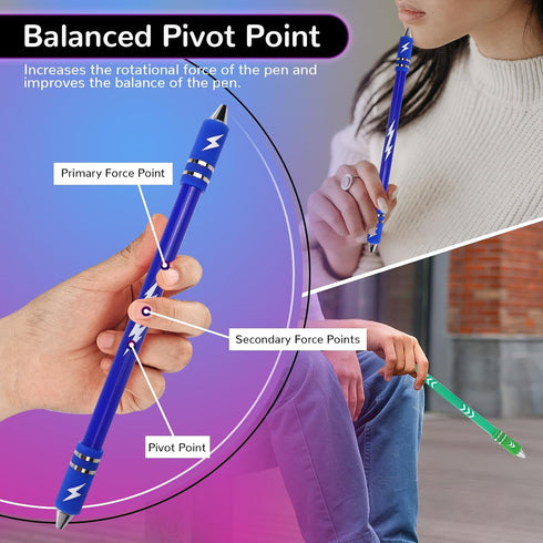 Roucerlin 2 8.5In Colors Pen Spinning with Silicone Bracelet, Metal Heads Gaming Finger Pen, Weighted Rotating