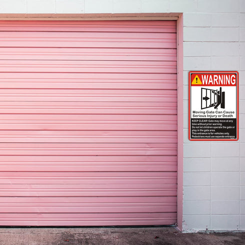 Moving Gate Sign, Can Cause Serious Injury or Death, 10"x 7" Warning Sign, 2 Pack