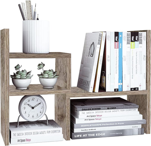 Jerry & Maggie Wooden Desk Organizer for College Dorm Decor, Office Supplies, Makeup Organizer, Grey Oak
