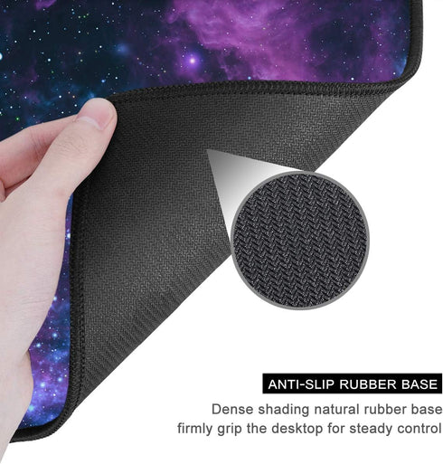 Auhoahsil Mouse Pad, Square Outer Space Mousepad Anti-Slip Rubber Mat with Durable Stitched Edge for Office Gaming,