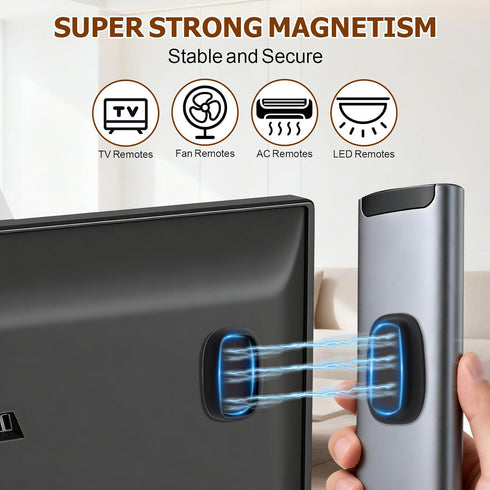 Ninsula 4 Pack Magnetic Remote Control Holder Wall Mount, No Drill Self-Adhesive Organizer TV Remote Holder, Black