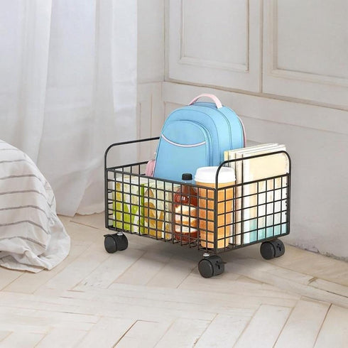 Milageto Rolling Book Cart Utility Cart Under Desk Dormitory Storage Box with Wheels Movable Storage Bin Book Bin