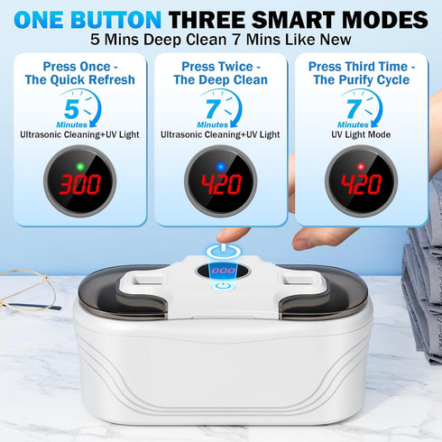 48KHz 400ML, Ultrasonic Cleaner, Jewelry Cleaner Ultrasonic Retainer Cleaner for Eyeglasses Rings Watch Band Necklace