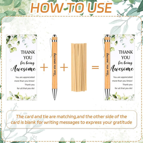 DAVAXI 96 Pcs Employee Appreciation Gifts Bulk Inspirational Ballpoint Pens with Thank You Gift Cards Motivational