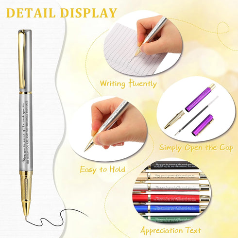 PerKoop 50 Set Employee Thank You Gift | Inspirational Ballpoint Pens with Boxes for Team Coworker Teacher Gifts