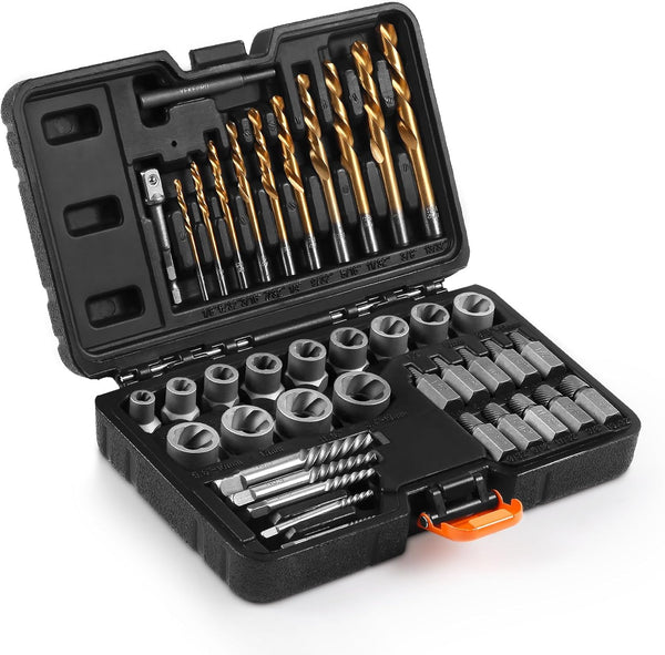 40 Pcs Bolt & Screw Extractor Set with Left Hand Cobalt Drill