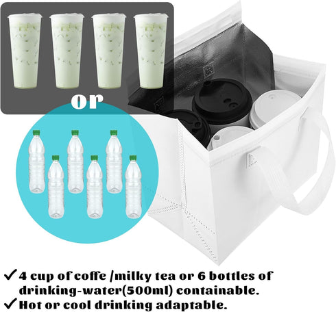 Ubamdom 20 Pack (9.4 5.9 9.4 Inches, Insulated Take Away Bags Bulk Thermal Insulation Food for Coffee Milk Tea Hot Cold