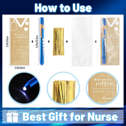Geiserailie 8 Set 2026 Nurse Graduation Gift Pen Lights LED Reusable Medical Pen Light with Pupil Gauge Diagnostic