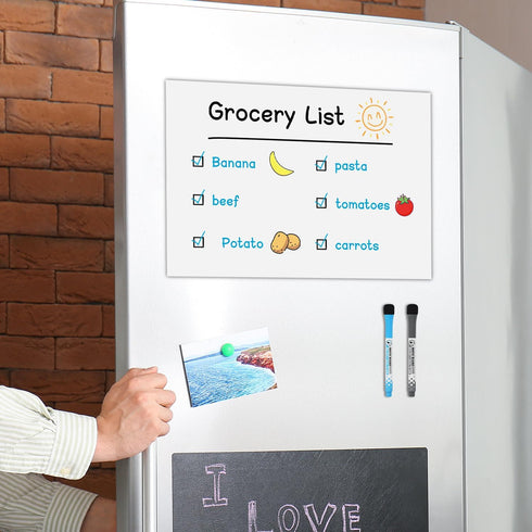 Self-stick Dry Erase Sheets for Wall, 9 x 12 Inch - 5 Pack with 2 Markers, Restickable Whiteboards for Smooth Surfaces