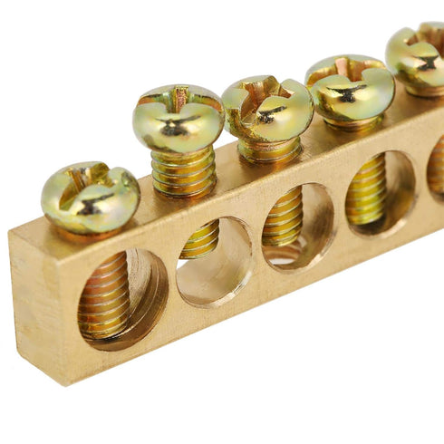 10pcs 10-Hole Brass Electrical Distribution Wire Screw Terminal Block Bar, Ground Neutral Bar Terminal