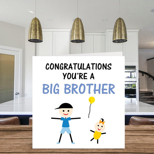 Stuff4 5.7 5.7 Inch New Baby Card - Congratulations You're a Big Brother Newborn Baby Cards, Well Done Congrats New