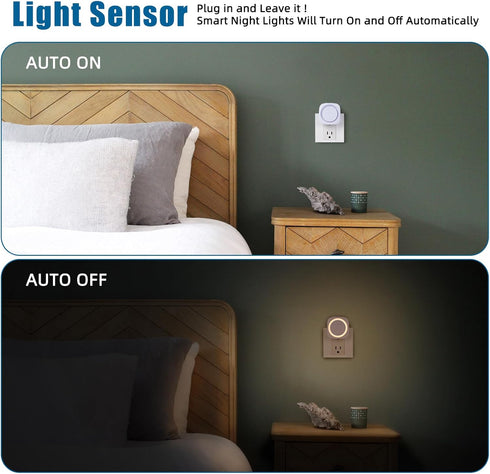 4 Packs Dimmable Warm Night Lights Plug into Wall, Night Light with Dust to Dawn Sensor, Automatically Turn on and Off