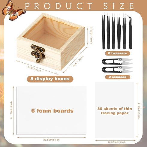 55 3.54 3.54 1.77 8 6 3 6 Spiareal Pcs Insect Specimen Tools Kit Include x x in Pcs Display Case Box Foam Pinning Board