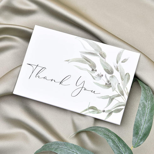 50 Pack Stickers.6 4x6 Crisky Greenery Thank You Greeting Cards with Envelopes & Design Watercolor Greenery Greeting