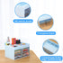 LETURE Desk Organizer with Drawer, Blue Desktop Accessories Caddy for Pens, Business Cards, and Paperclips