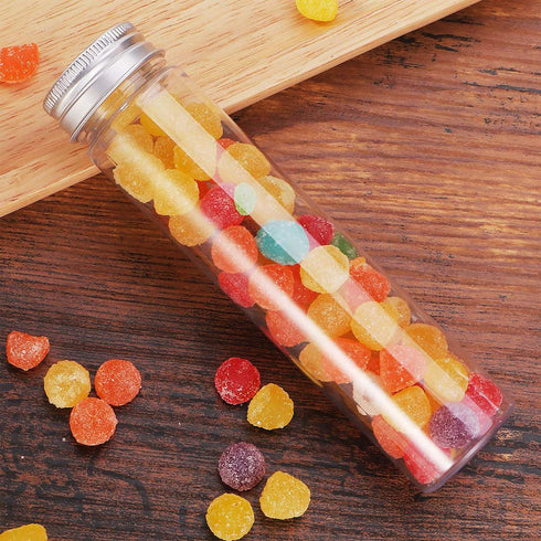 18 Pack 115ml Clear Plastic Test Tubes with Screw Caps, Flat-Bottomed Bath Salt Containers for Candy, Wedding Décor