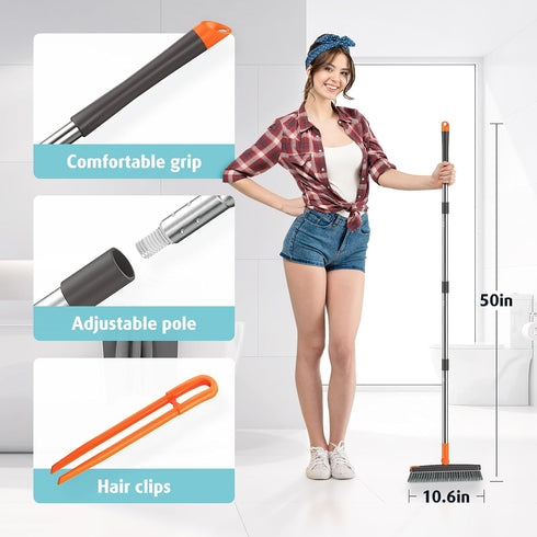 180 AIR U+ Grout Brush with Long Handle Swivel Scrub Brush with Tweezers to Hair Clip V-Shape Grout Line Scrubber Stiff
