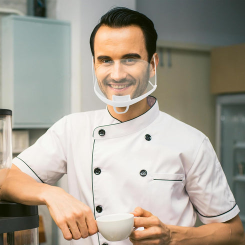 20 Veemoon PCS Clear Mouths Masks,Anti-Fog Mouth Shield Plastic Chef Masks with Chin Rests for Restaurant Catering