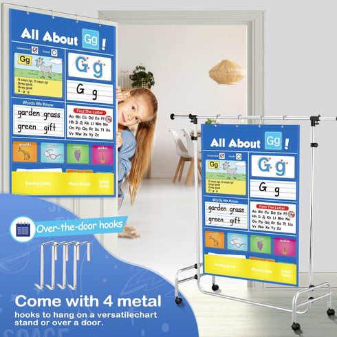 Torlam Alphabet Learning Pocket Chart Alphabet Wall Chart ABC Flash Cards Learning Games, Handwriting Practice Letter