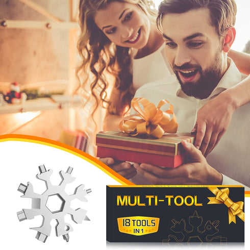 Stocking Stuffers for Men - Multi Tool 2 Pack, 18 in 1 Snowflake Hand Tools, Portable for Outdoors