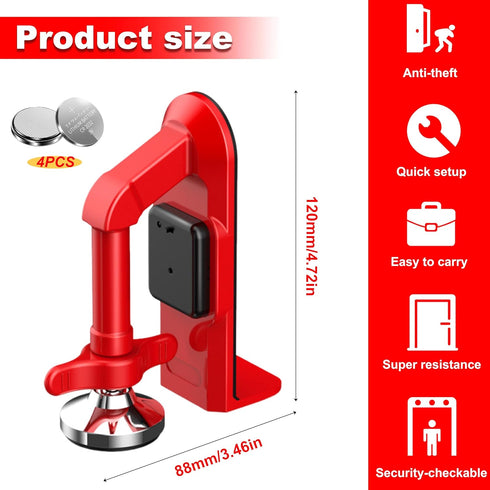 80dB Portable Alarm Door Stopper - Anti-Theft Security Alarm Door Stoppers for Bottom of Door, Adjustable and Easy