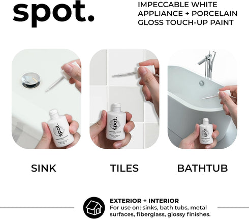 Touch Up Paint for Appliance, Porcelain, Sinks, Bathtubs, and Metal Surfaces, White Gloss, 1 Fl Oz