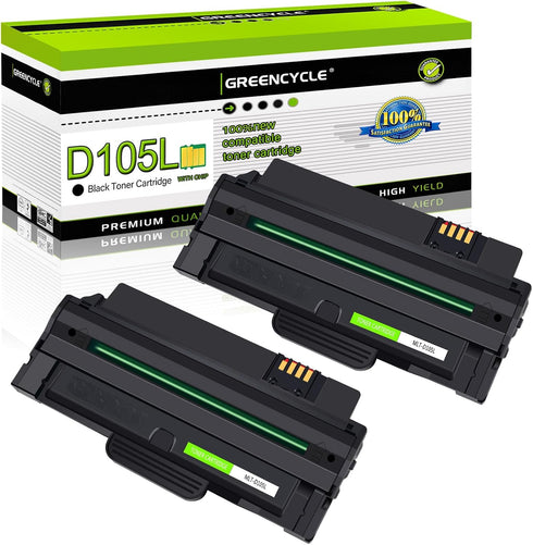 greencycle 2 Pack High Yield Black Toner Cartridge Replacement for Samsung 105L MLT-D105L - Compatible with ML-2525W,