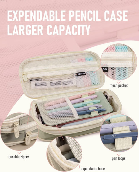 Nicpro 50 PCS Aesthetic School Supplies - 5 Quick Dry Retractable Black Ink Pens, 12 Pastel Highlighters, Mechanical