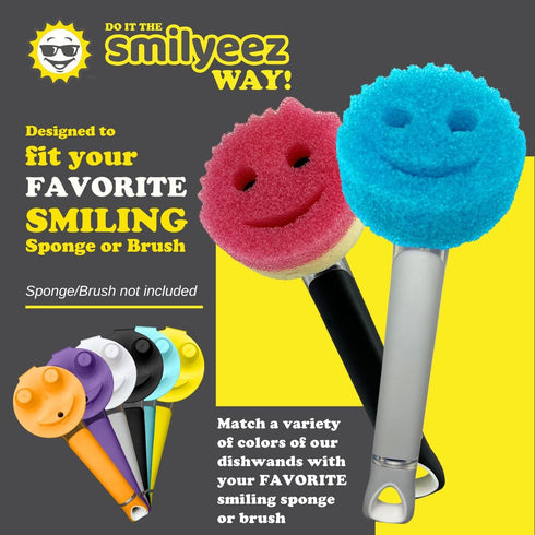 The Original Smiling Handle with Soap Dispensing for Scrub Daddy (Reg. TM) Sponge and Scrub Moji Sponge (Yellow)