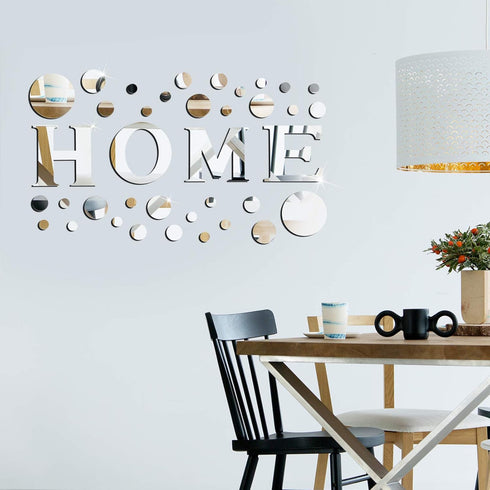 Zonon 30 Pcs Living Room Wall Decor, DIY Acrylic Mirror Wall Letter Signs Stickers for Home Bedroom Living Room