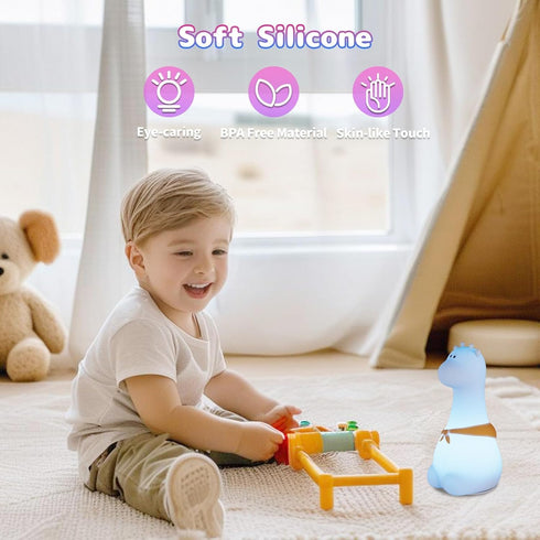 COSTECH 8 Silicone Night Light for Kids Rechargeable Tap Control Lamp with Colors, Cute Animal Design for Nursery