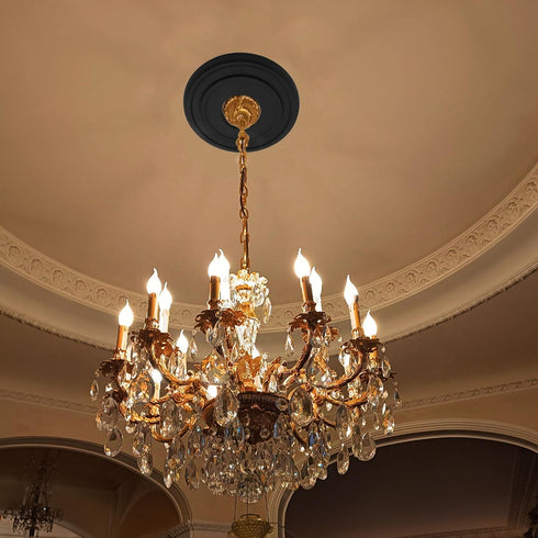 12"OD 3.94"ID HEVSTIL Black Ceiling Medallion PU Ceiling Medallion for Light Fixtures Simple and Modern Ceiling Light