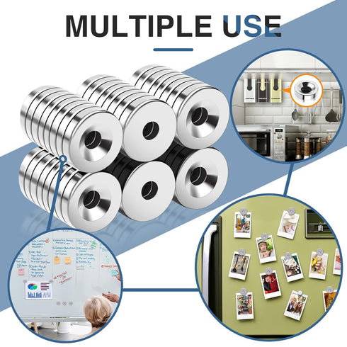 MIKEDE 50Pcs Strong Neodymium Magnets, Small Round Magnets with Hole for Locker, Tool Storage, and Crafts