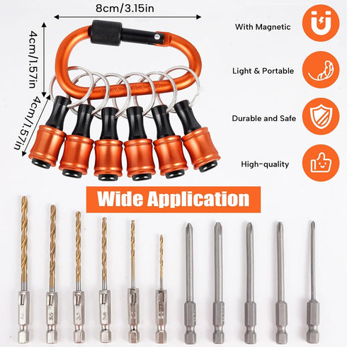 Bit Holder 1/4 inch Hex Shank Screwdriver Bits Holder, Portable Extension Bar Keychain Screw Adapter for Drill Bits