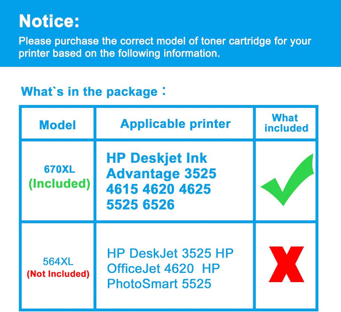 LCL Compatible Ink Cartridge Replacement for HP 670XL CZ117AL (3-Pack Black) 4625 5525 6526 3525 4615 4620