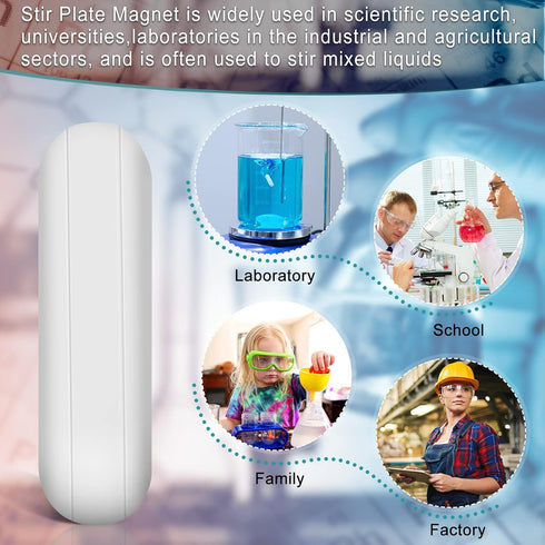 PTFE Magnetic Stirrer Mixer Stir Bar, White Color, Laboratory Bar, 46 Pieces, 30 mm/1.18 Inch