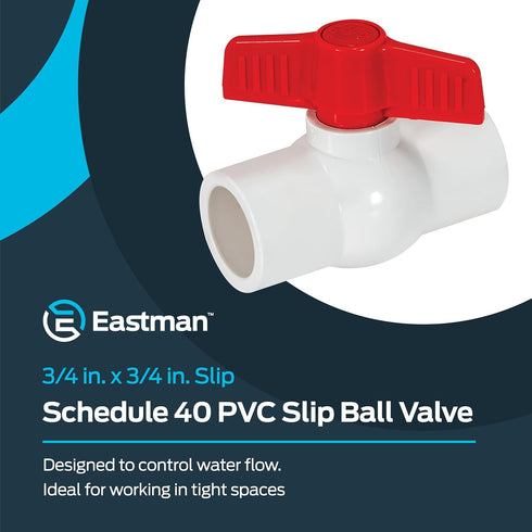 3/4 3/4 Inch 40 150 20113 Eastman x Slip Schedule PVC Quarter Turn Ball Valve, PSI
