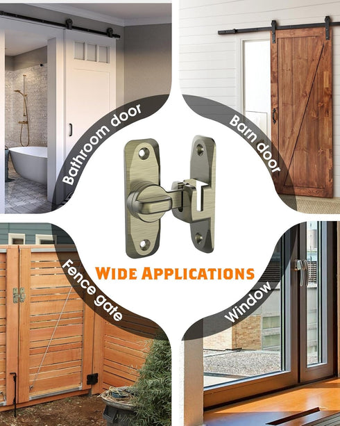 90/180 Degree Barn Door Lock - Small Flip Gate Latches Hardware for Sliding Door Security (Bronze-1Pc)