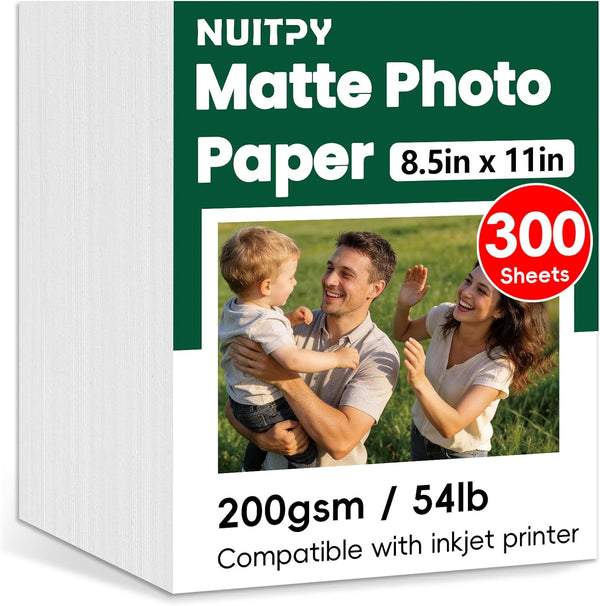NUITPY 300 Sheets Matte Photo Paper, 8.5in x 11in Inkjet Photo Printer Paper,