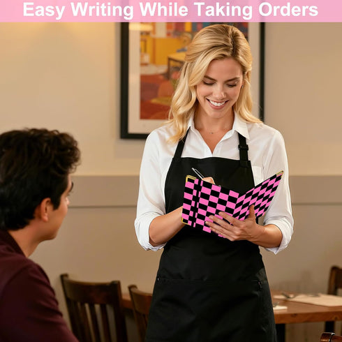 Server Book, Cute Server Books for Waitress, PU Leather Serving Book with Zipper Pocket & Pen Holder, Waitress Books