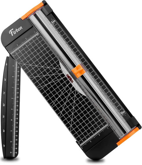 Firbon A4 Paper Cutter, 12 Inch Titanium Trimmer with Automatic Security Safeguard, Black