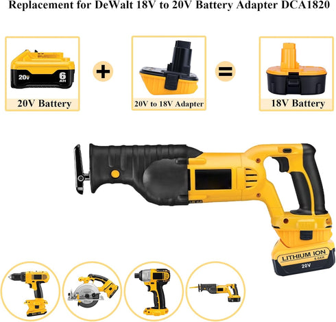 2 Pack DCA1820 Adapter for DEWALT 18v to 20v, Compatible with Dewalt 20V Max Battery DCB203 to 18V XRP
