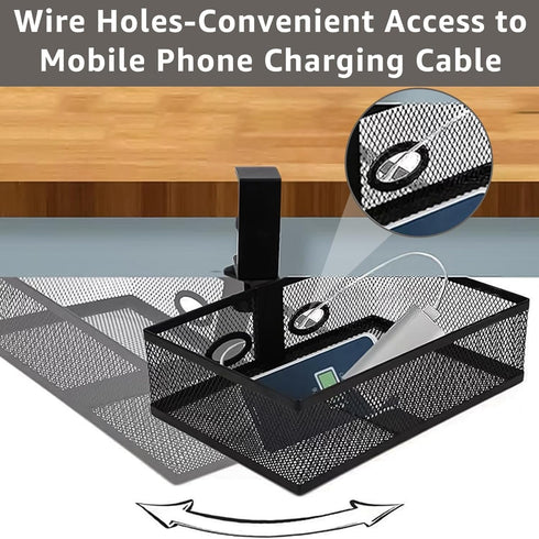 RHBLME Under Desk Drawer Storage, Black 360-Degree Rotating Clamp-on Swivel Pencil Drawer for Office Tables