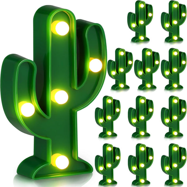 Kathfly 12 Pieces Western Party Decor Cactus Light Centerpieces Mexican Fiesta Party