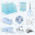 Set, 1000pcs SKYDUE Blue Office Supplies Office Desk Accessories, Mesh Desk Organizer, Stapler, Tape Dispenser