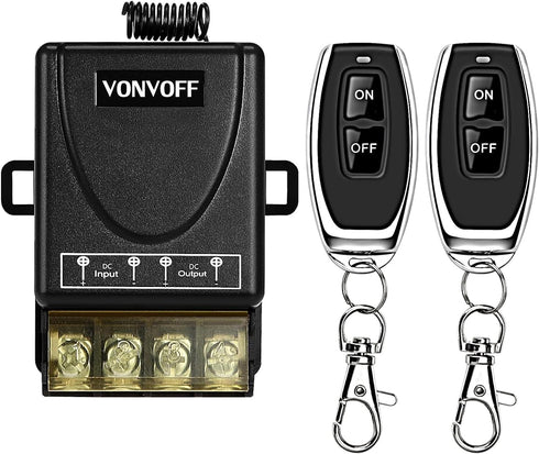 DC12V Wireless Remote Switch,DC 8V/12V/24V/48V/72V/86V 30A Relay RF Remote Control,328ft Long Range