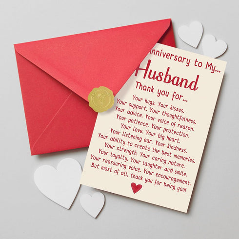mmuue Happy Anniversary Card for Husband, Romantic Anniversary Card Gift from Wife, Thank You Husband Card, Sweet